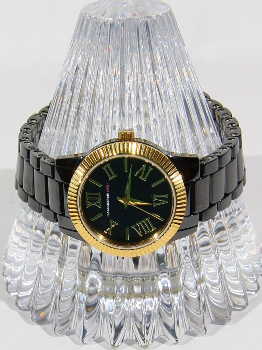 Like New Isaac Mizrahi Live Black and Gold-Tone Watch